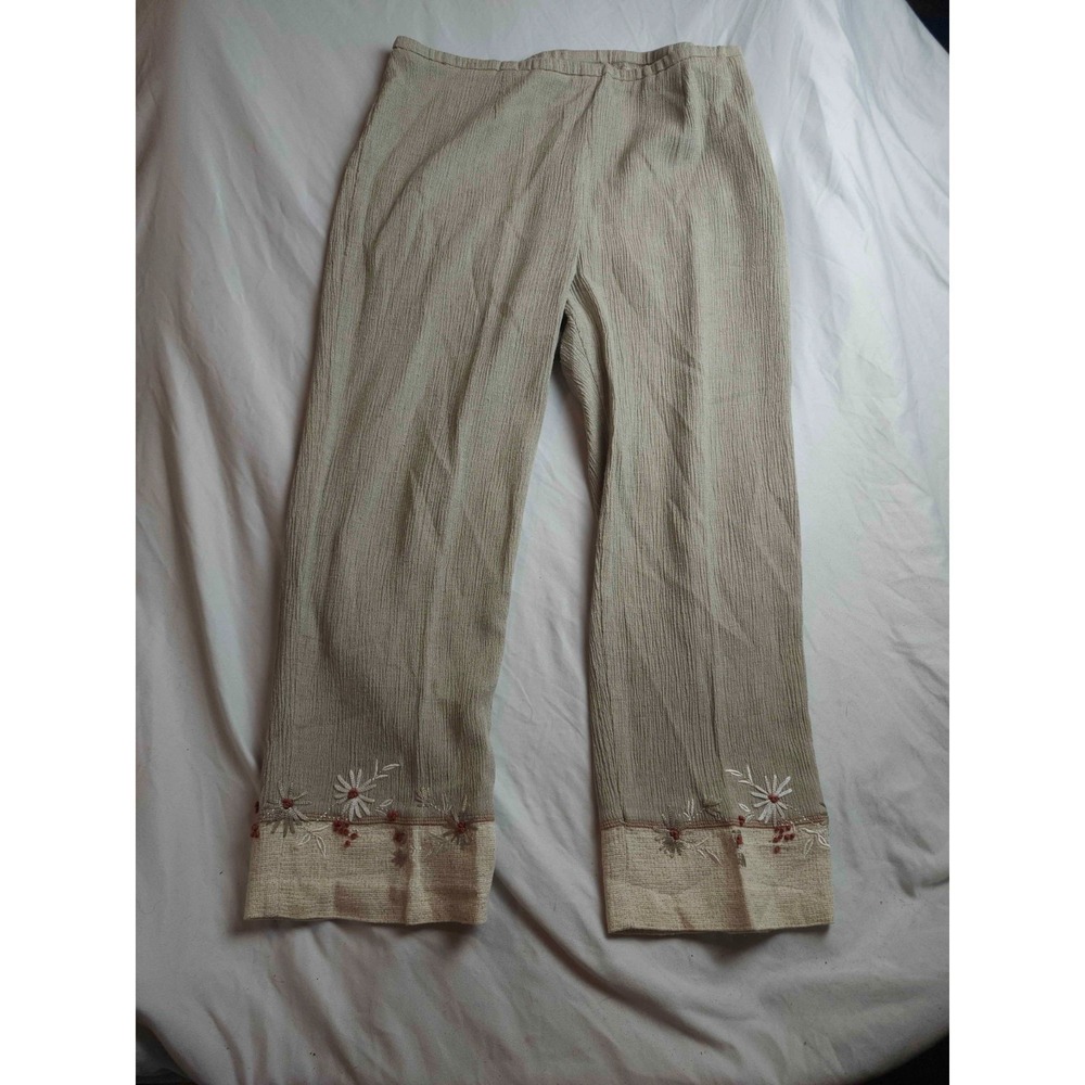 Vintage 90s Nancy Bolen City Girl Pants Womens XL Floral Embroidered Cottagecore